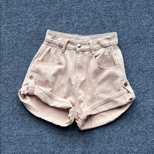 High-Waist Pink Women’s Rolled Cuff Shorts
